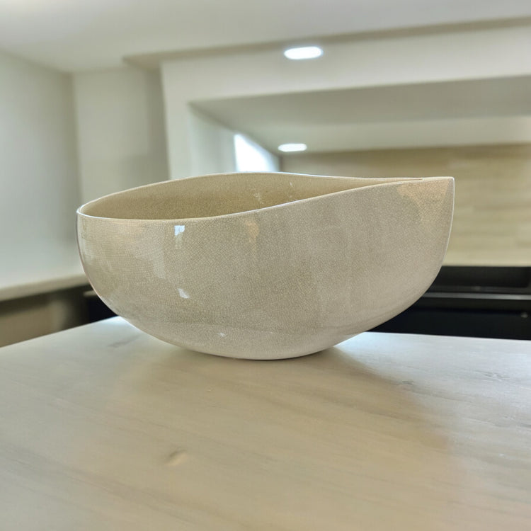 Giant Teardrop Bowl-Butter Crackle
