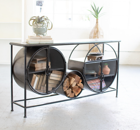 Iron & Glass Circles Console