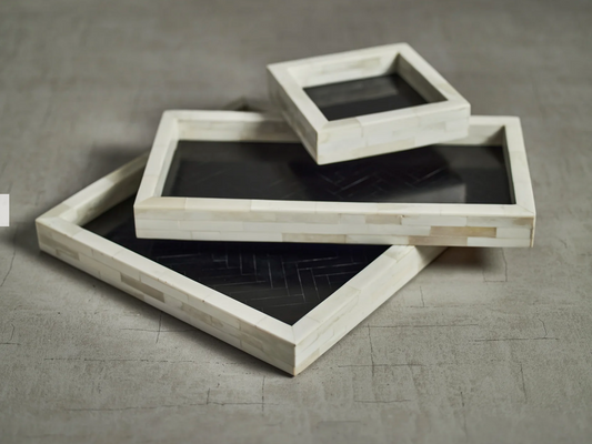 Maha White Bone with Black Inlay Tray