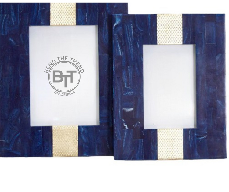 Midnight Blue Photo Frame w/Brass