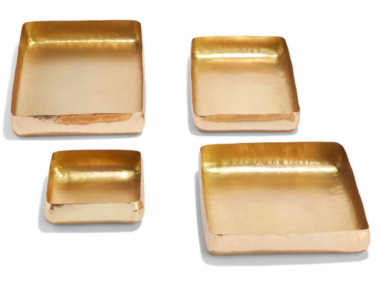 Gold Hand-Crafted Trays S/4
